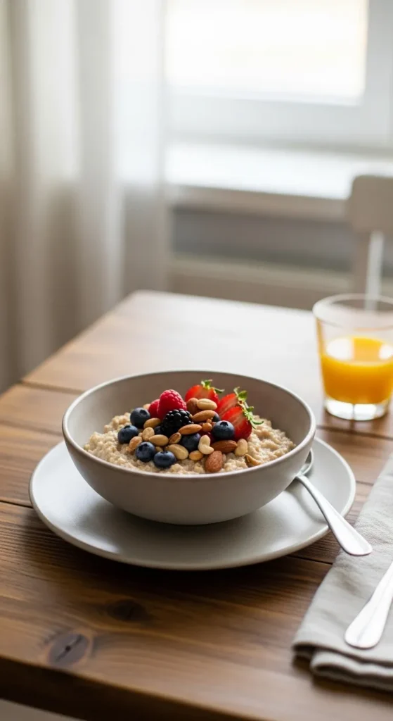 Clean Eating Breakfast: Oatmeal with Berries & Nuts