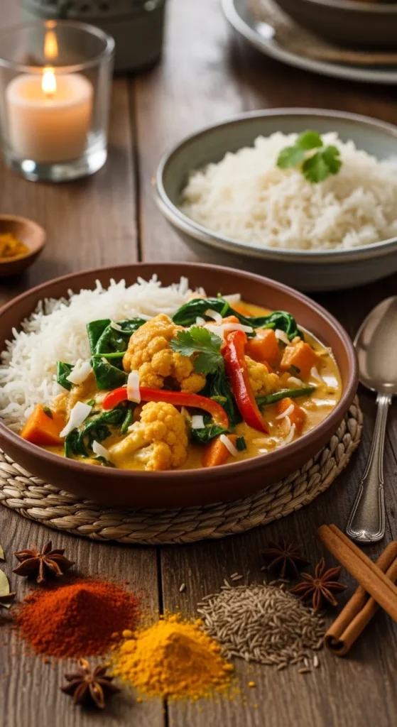 Comfort Style Vegetable Curry with Rice