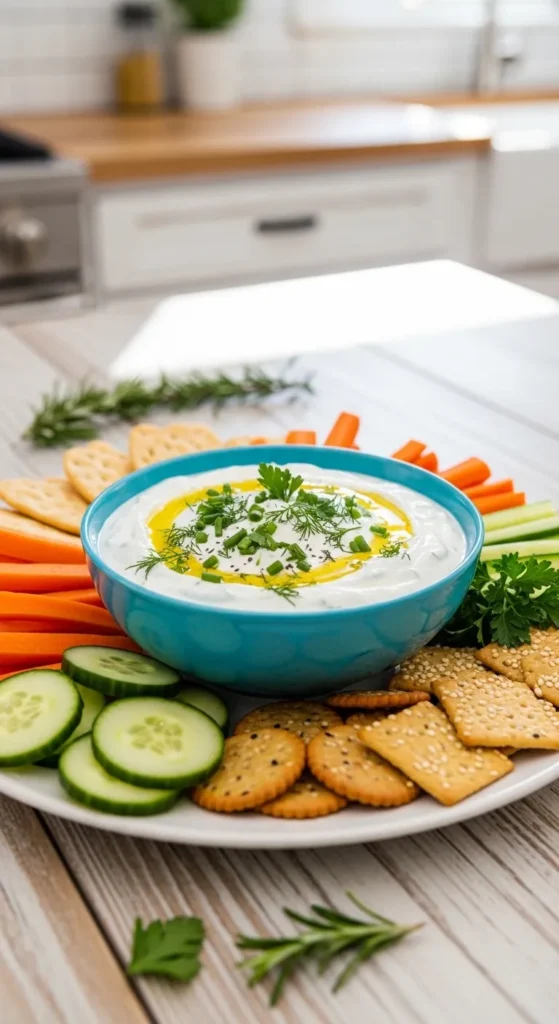 Savory Yogurt Dip With Crackers or Veggies (Light but Flavorful)